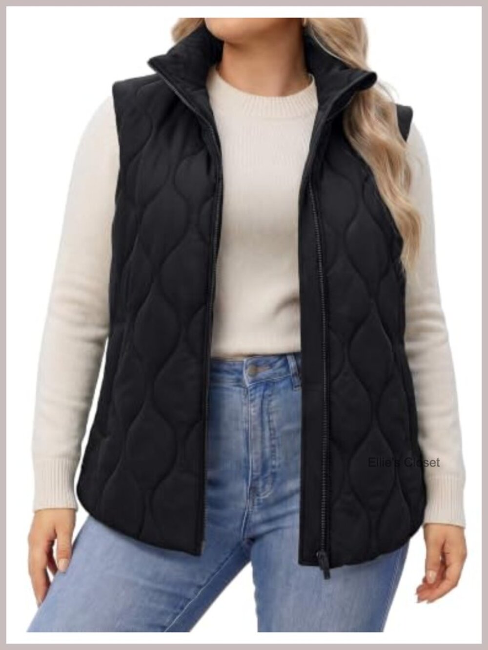 Plus Size Quilted Puffer Vest Sleeveless Zip Up with Pockets